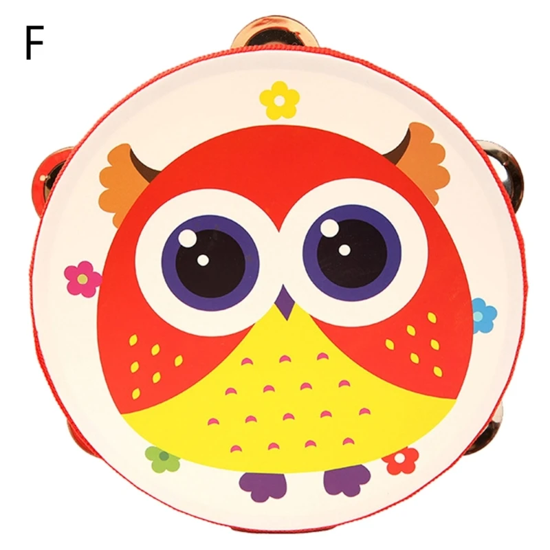 Wooden Hand Drum Musical Percussion Instruments Children Kids Music Toy Cartoon Mini Musical Instrument Hand Drum Hand Held Tambourine Drum for Party Game