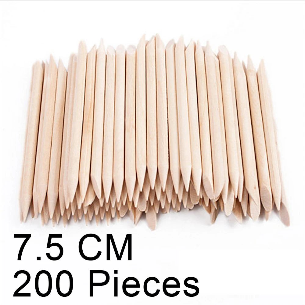 

New 200pcs/set Cuticle Pusher Orange Women Lady Double End Nail Art Wood Stick Cuticle Pusher Remover Pedicure Manicure Tool Set