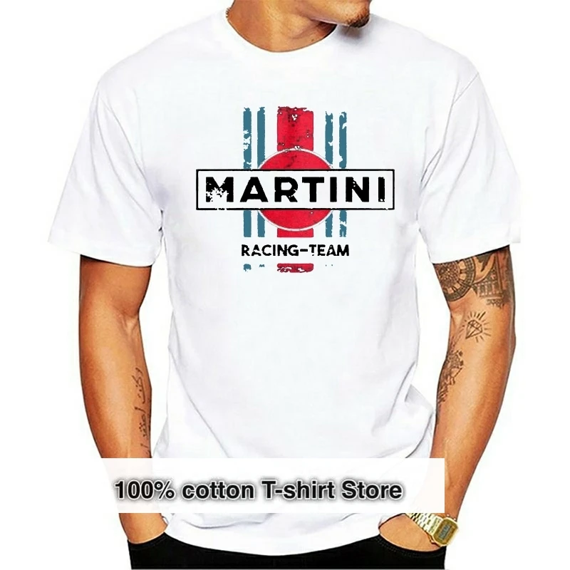 Martini Racinger Team Retro Popolare Maglietta Senza Tag T-Shirt Manica Corta