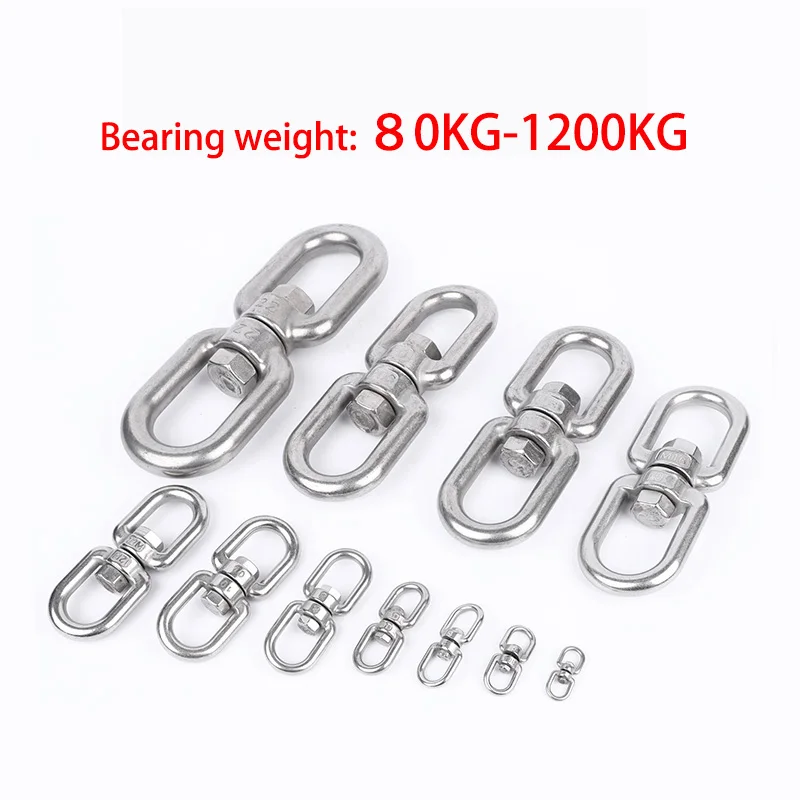 M6 Double Ended Swivel Eye Hook and Safety Carabiner Spring Snap Hook  Swivel Shackle Ring 304 Stainless Steel Connector Set of 3