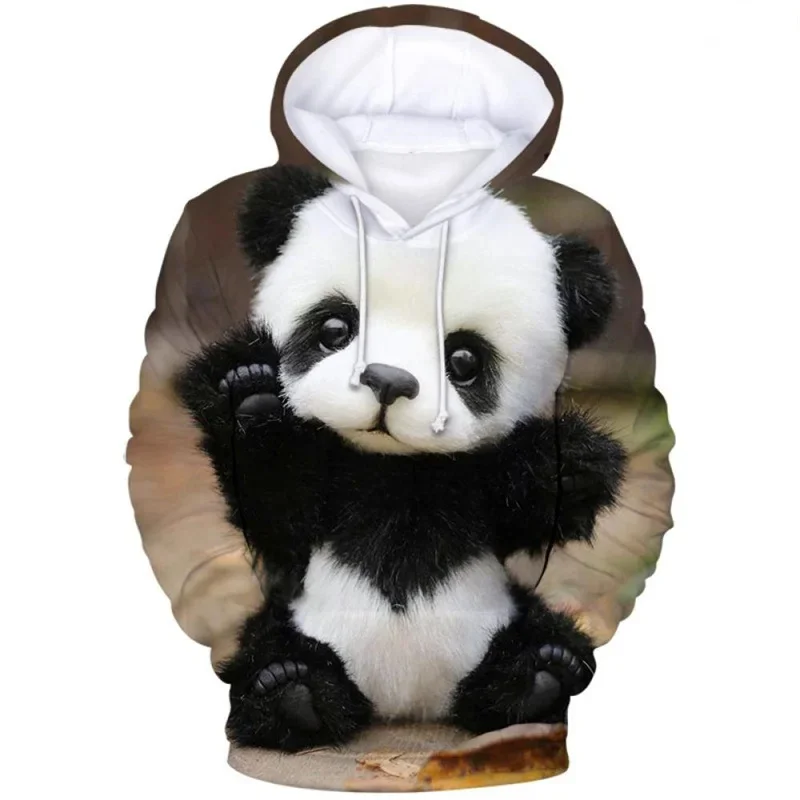 thumbnail image 1 of Sudadera con capucha con gráfico de panda salvaje divertido para hombres Ropa nueva en sudaderas y sudaderas para niños Lindos suéteres con estampado de panda gigante en 3D, 1 of 4