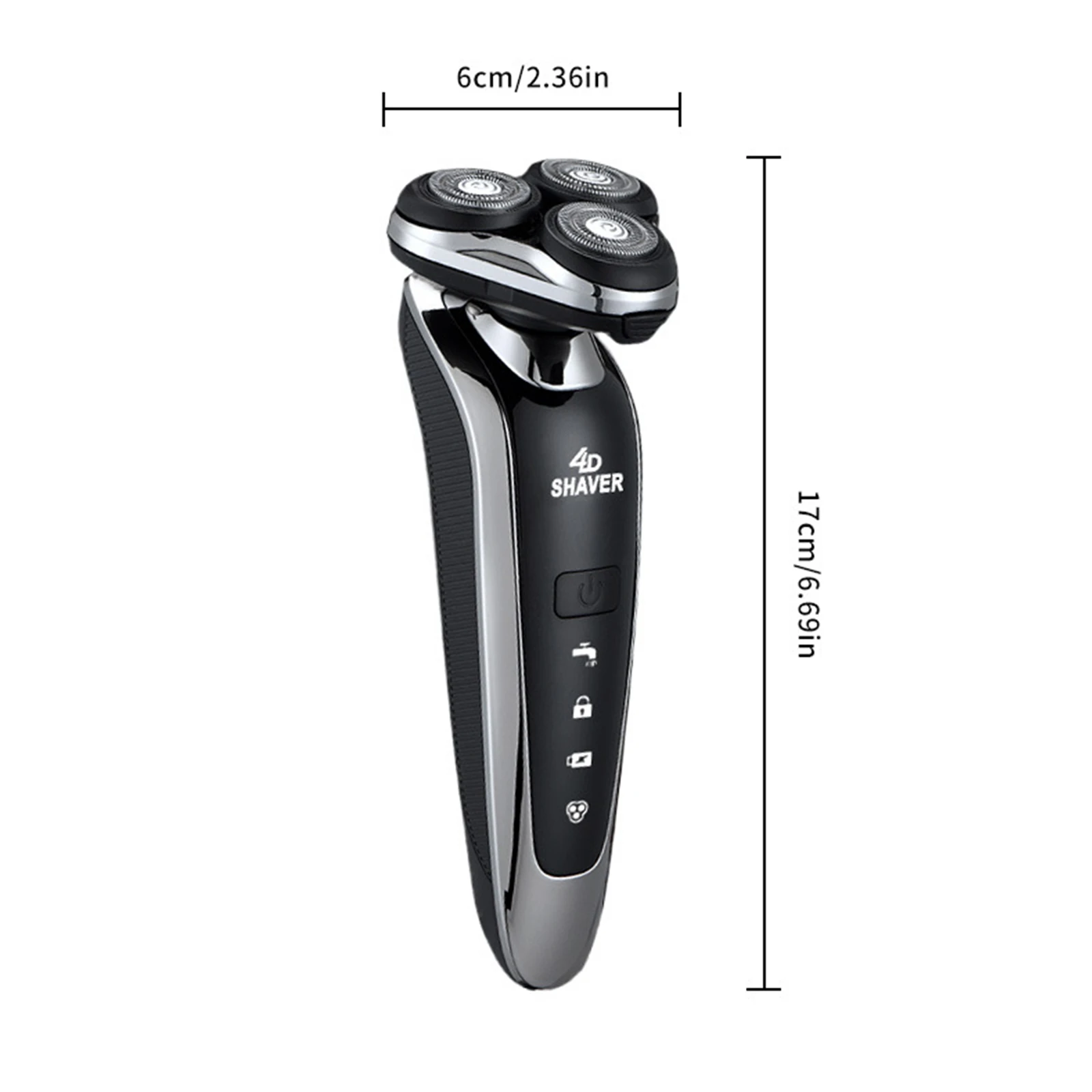 Electric Shaver Men 3 Floating Heads Beard Razor Hair Clipper Facial Cleaner Massager Type-C Rechargeable LED Digital Display