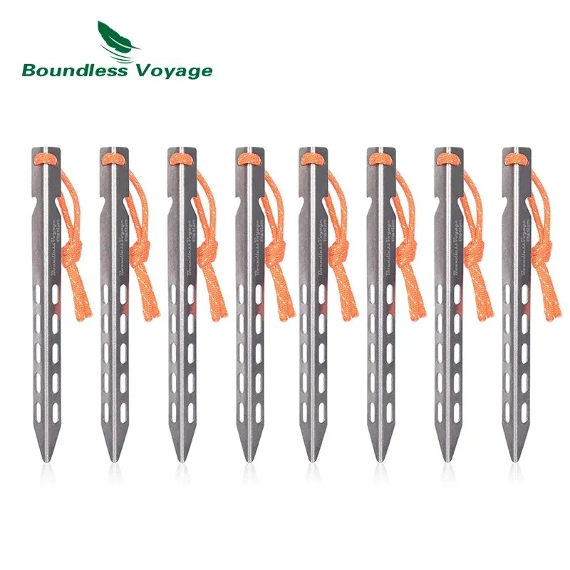 Boundelss Voyage 티타늄 텐트 페그, 초경량 텐트 말뚝, 텐트 핀, 야외 텐트 액세서리, 헤비 듀티 텐트 못