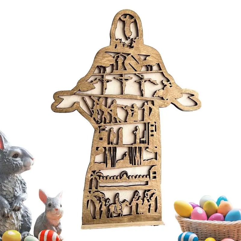 

Деревянная фигурка Иисуса из Пасхальной сцены, декор для стола, христианский декор, духовные украшения для ванной комнаты