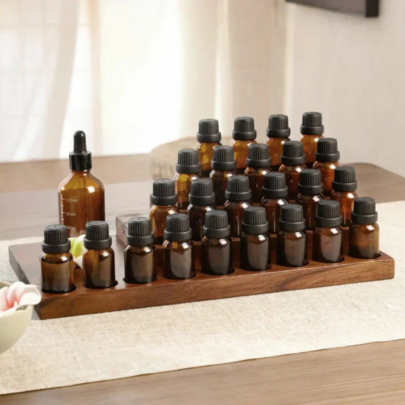 Retro Essential Oil Bottle Storage Box Beauty Salon Wood Split Bottled Display Rack Incense Smoked Storage Rack 4