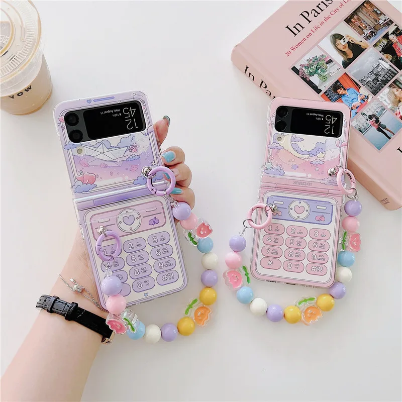 Girly Phone Case for Galaxy Z Flip 3 Butterfly Design, Kawaii Women Case  for Samsung Z Flip 3 with Strap, Clear Soft TPU Protective Case with  Crystal