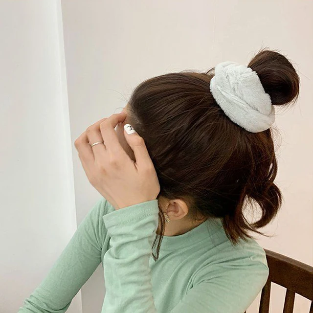 Warm Soft Hair Scrunchies Furry Elastic Hair Band 3
