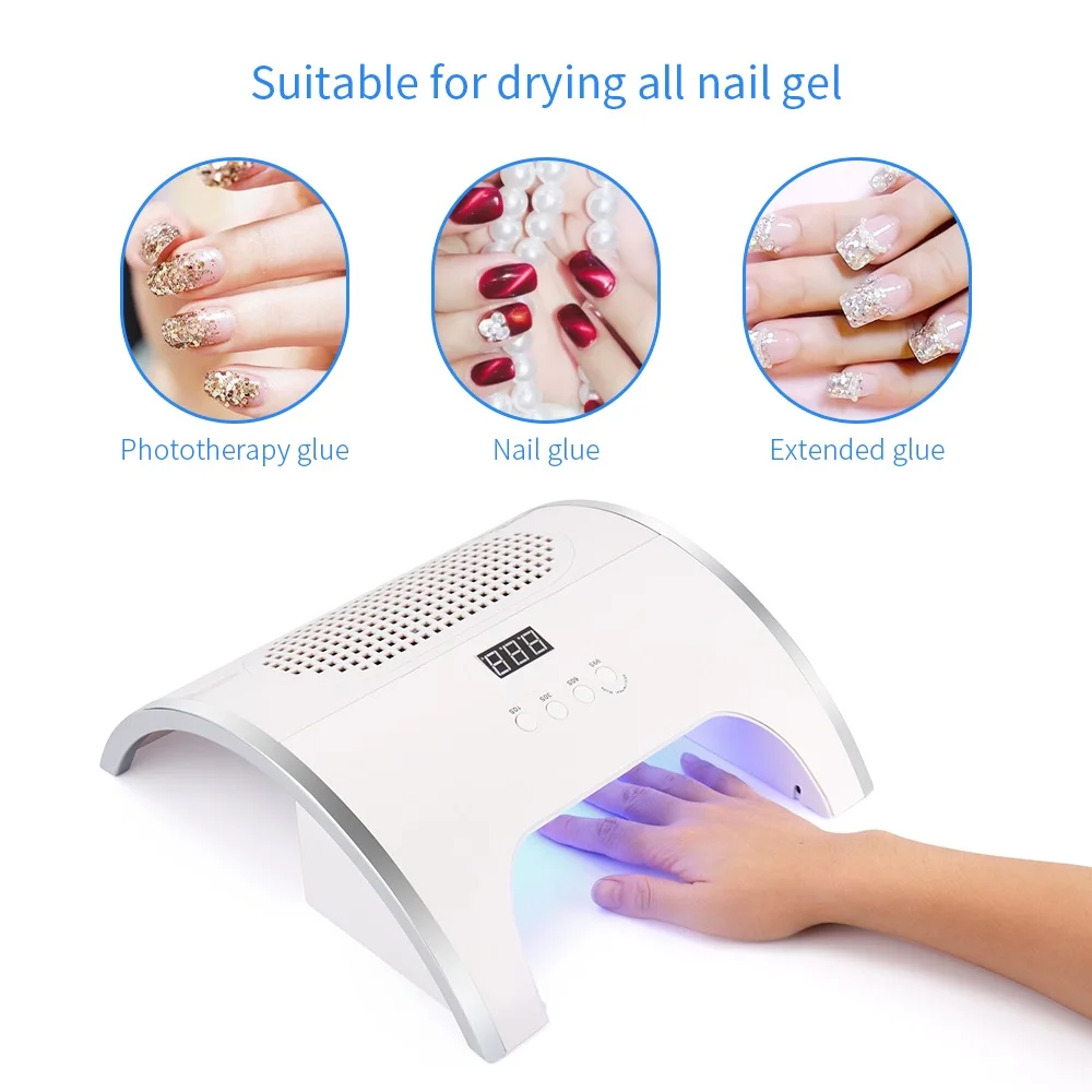 2 In 1 80W UV LED Nail Dryer Lamp Nail Dust Collector Nail Drying Lamp Nail Vacuum Cleaner Manicure Machine Nail Art Salon Tool