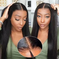 Wear And Go Staight 4x4 5x5 HD Lace Frontal Glueless Wig Human Hair 30 40 Inch Straight Human Hair Wig Pre Plucked