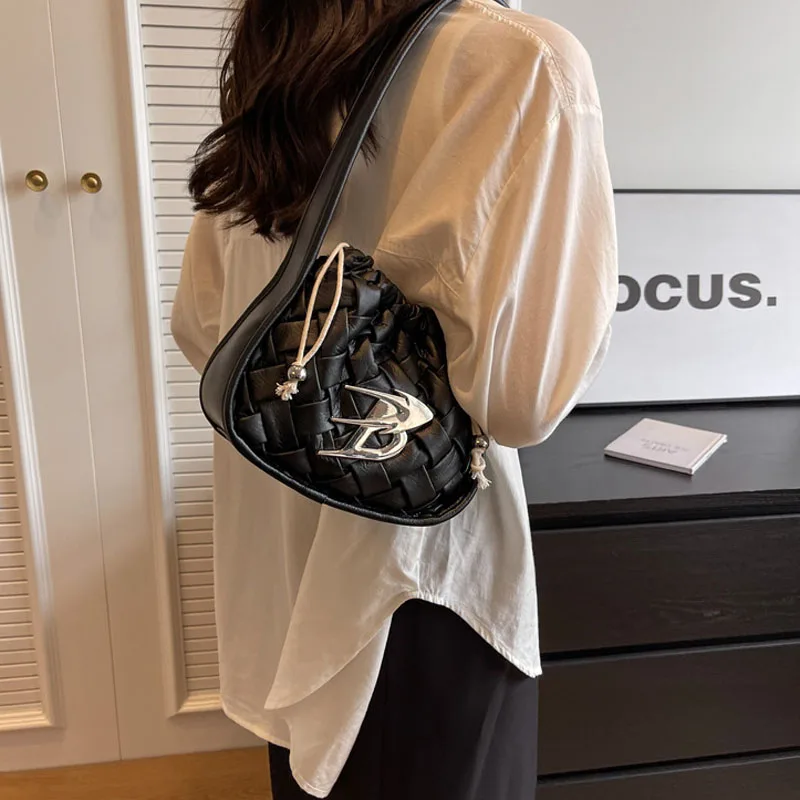 woven leather bag with shoulder strap 2023 Trend Fashion Luxury Designer Handbag High Quality Shoulder Tote Bag For Women