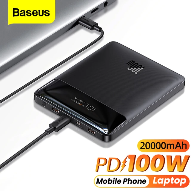Baseus-Banco de energía de carga rápida para ordenador portátil, cargador  de batería externo portátil de 100W, 20000mAh, USB tipo C, PD, para Macbook  Pro - AliExpress