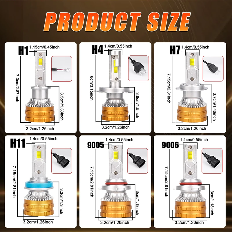 캔버스 H4 LED 헤드라이트 30개 CSP 칩 LED H7 H1 H11 H8 H9 9005 9006 HB3 HB4 300W 안개등 자동차 헤드램프 6000K 30000LM 12V 2개