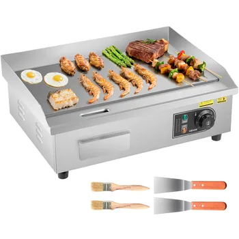 SucceBuy Commercial Electric Griddle 50-300°C Adjustable Temp Control, Stainless Steel Countertop Flat Top Grill for Steak Panc 1