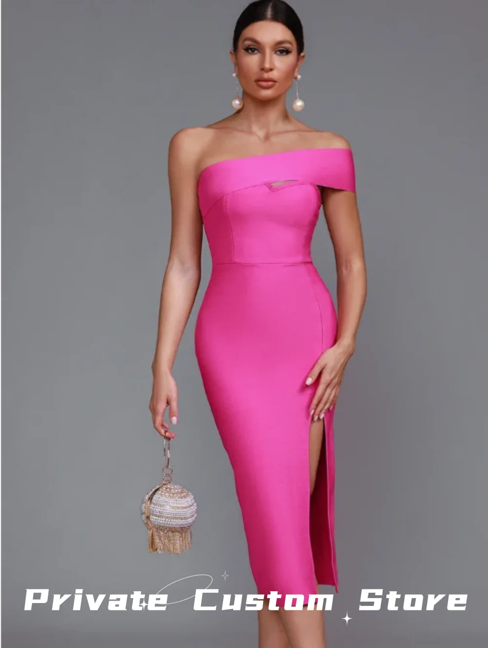 

Elegant Dress Women Pink Party Dress Luxury Elegant Sexy Cut Out Side Split Birthday Evening Club Outfits Summer 2024 فساتين سهر