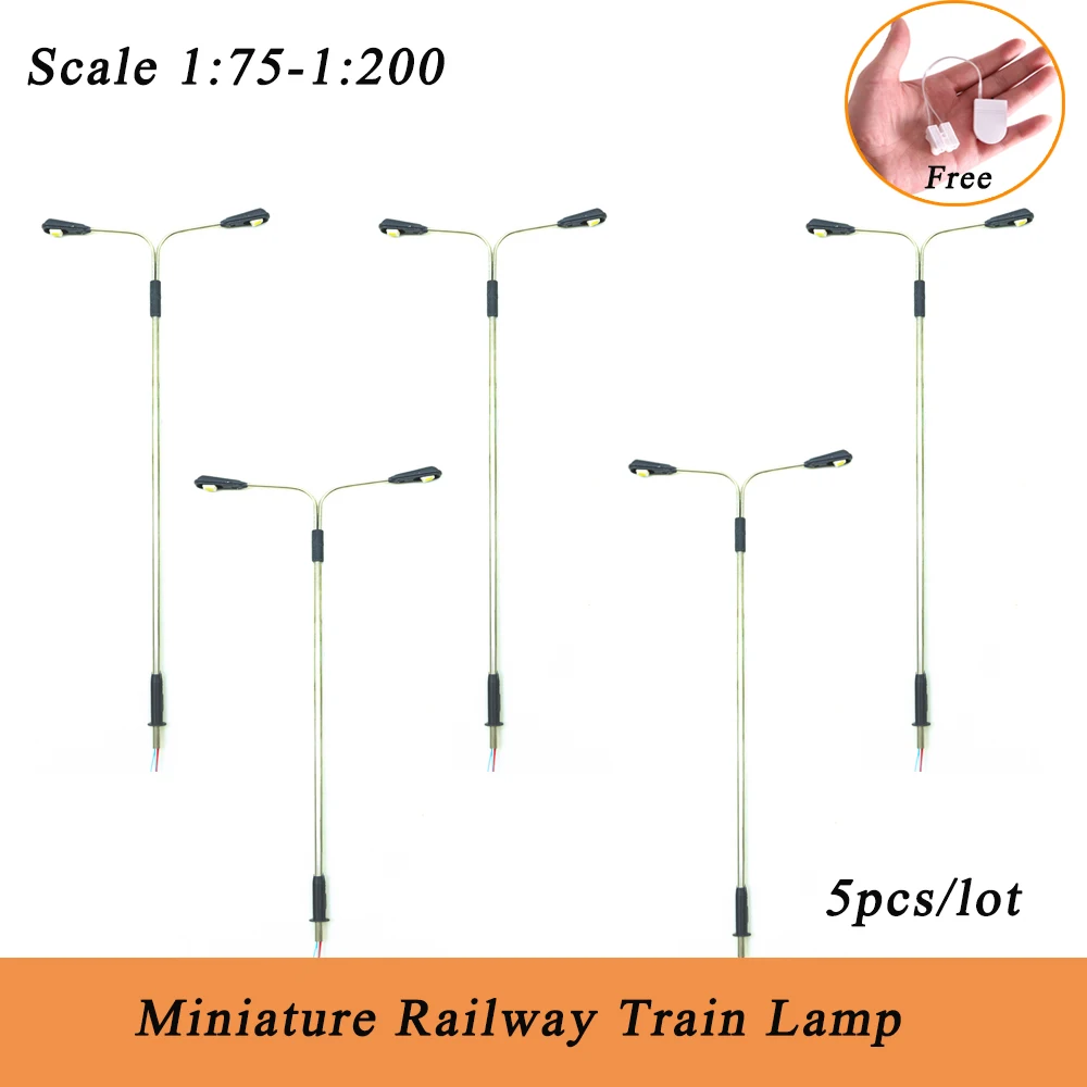 Lampada Per Treno Ferroviario In Miniatura In Scala Da 5 Pezzi 1:75-1:200 3V Led Modello Metal Light Plus 1 Batteria 3V Gratuita Per Pc Senza Batteria
