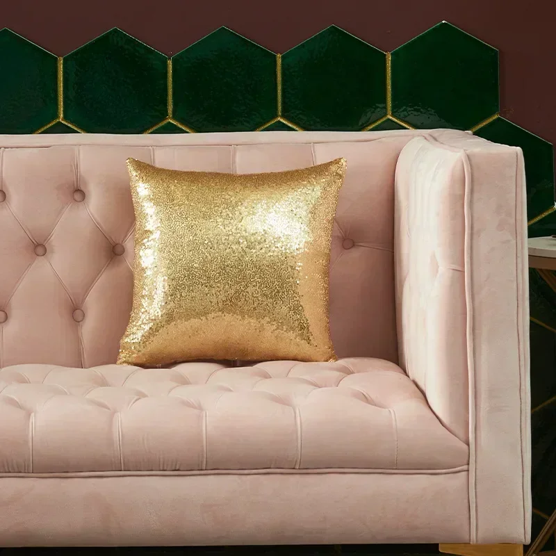 

2pcs Of Solid Color Sequins Square Holiday Decoration Suitable For Sofa Bedroom Wedding Party Pillow Case Car Home Decor40*40cm