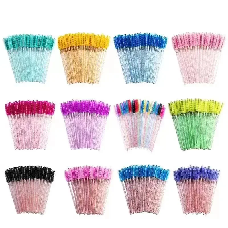 50pcs Disposable Eyelash Styling Brushes Crystal Rod Comb Good Quality Mascara Wands Volume Eyelashes Extension Makeup Tools