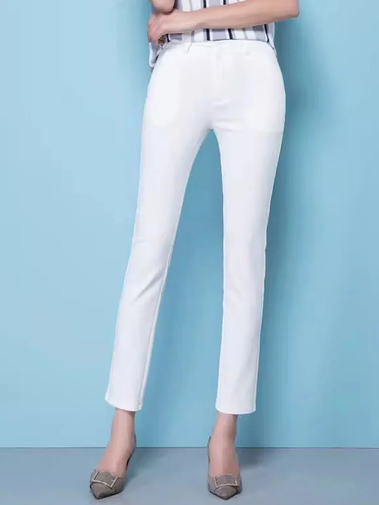 Candy Color High Waist Pencli Pants Women Office Oversize 4xl Ankle Length Pantalones Spring Fall Korean Slim Formale Trousers
