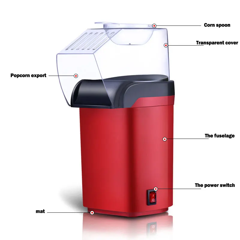 Popcorn Popper Mini Household Electric Popcorn Maker 1200W Automatic for Home DIY