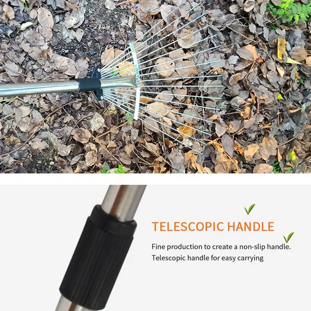 Kerti Levél Gereblye Összecsukható Gyepkert A Gyep Kertészkedéséhez Levelek És Más Törmelékek Gyűjtéséhez Hátsó Udvarban - Image 4