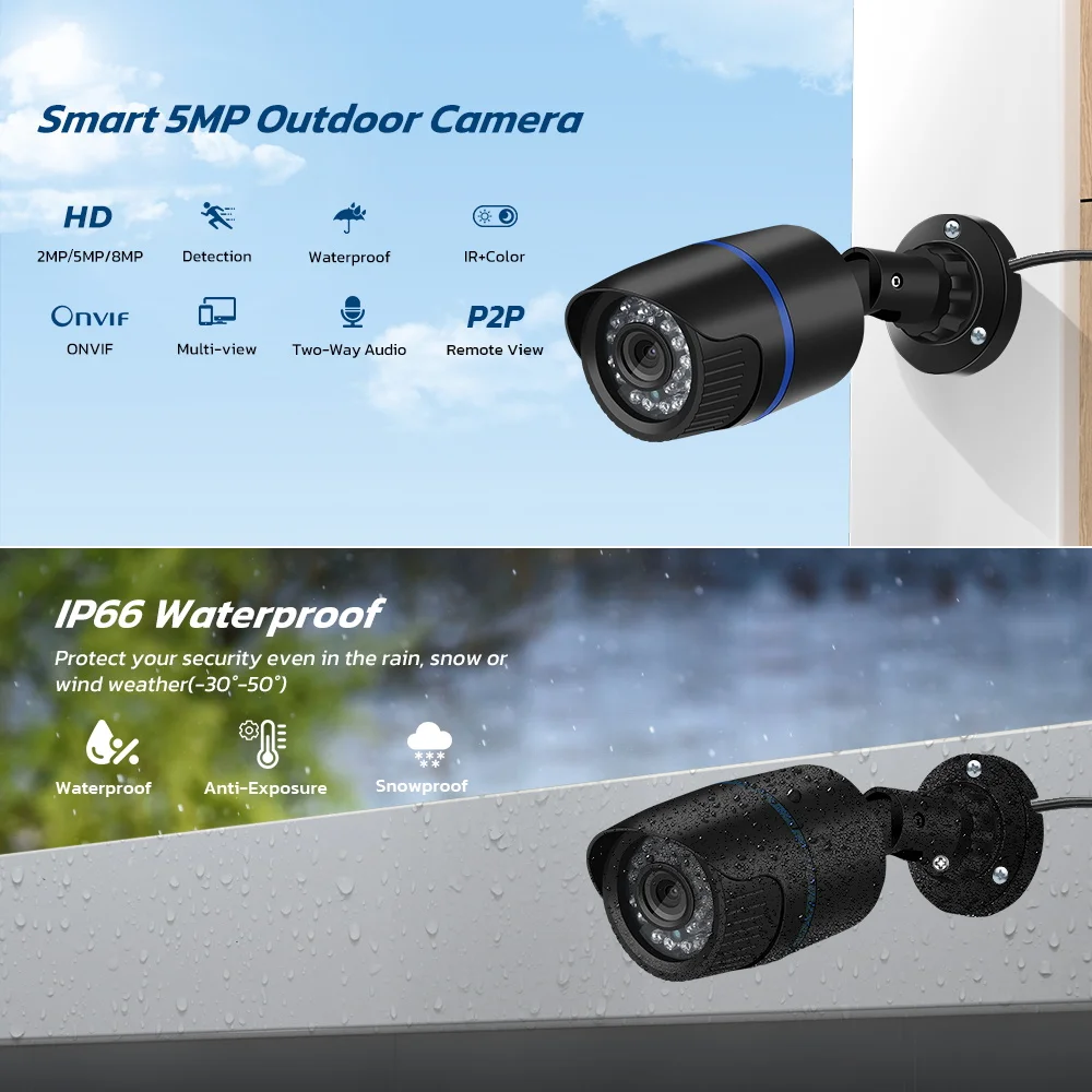 4K 8MP POE IP Camera Outdoor Waterproof H.265 Onvif Motion Detection Home Security Bullet CCTV Camera Video Surveillance for NVR 2