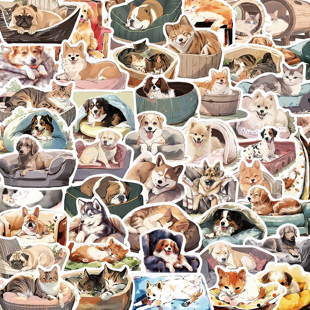 10/30/50pcs Vintage Animal Dogs Cats Stickers Aesthetic Cartoon Decals Toys DIY Skateboard Phone Laptop Waterproof Kids Sticker animal thermometer digital led display thermometer fast reading accurate waterproof pet digital medical thermometer for dogs horse cats pigs sheep
