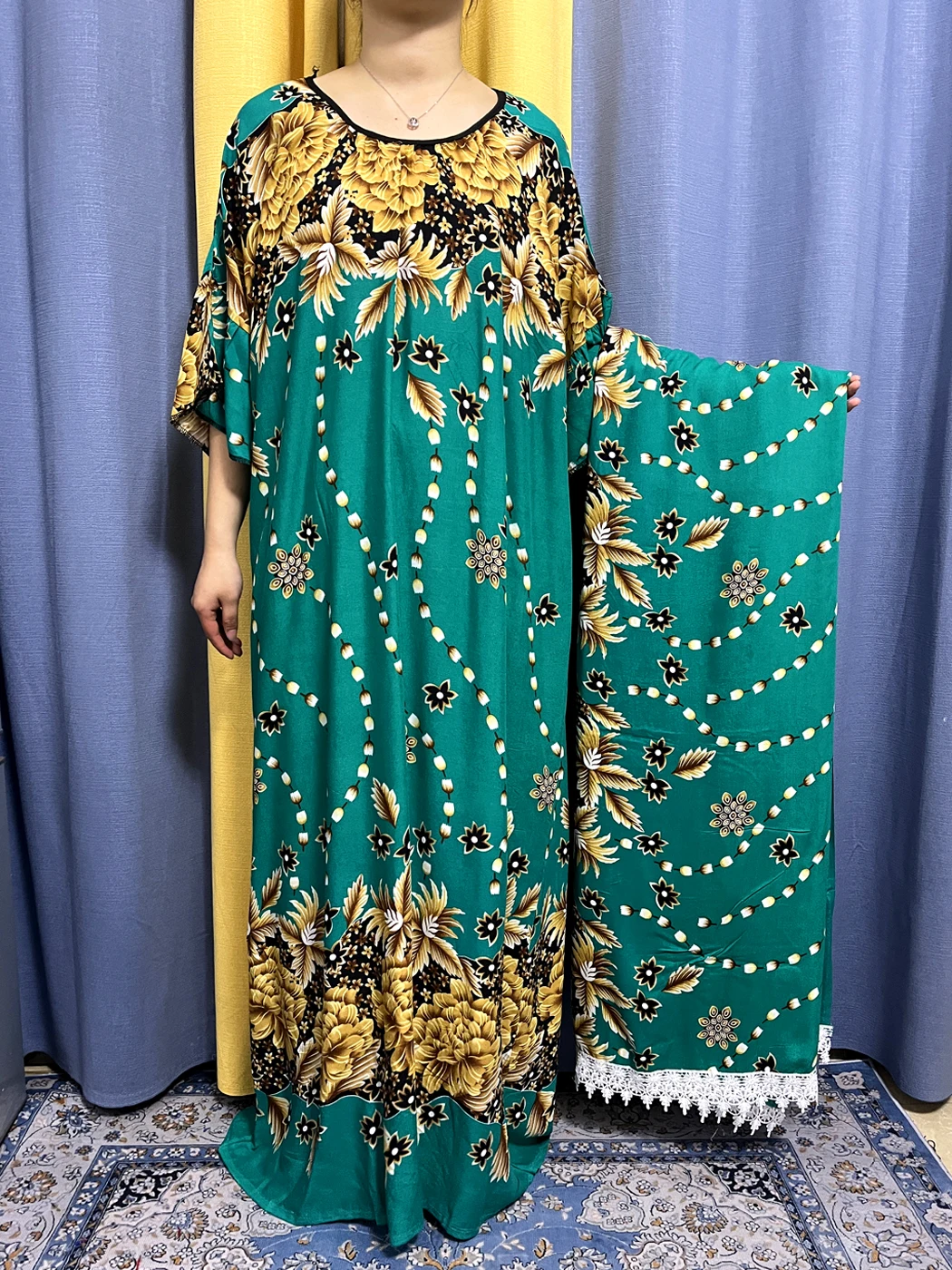 Muslim Abayas For Women 2023 Printed Cotton Loose Caftan Marocaine  Femme Robe African Dubai Islam Summer Dress With Lace Scarf