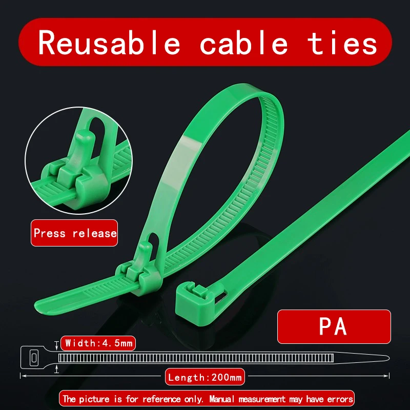 Reusable Plastic Cable Zip Ties with Slipknot Design - 50/100 Pack