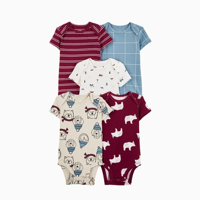 Newborn Baby Girl Boy Clothes Summer Short Sleeve 100% Cotton Baby Romper Toddler Kids Bodysuit Children's Overalls 5 PCS/LOT 5