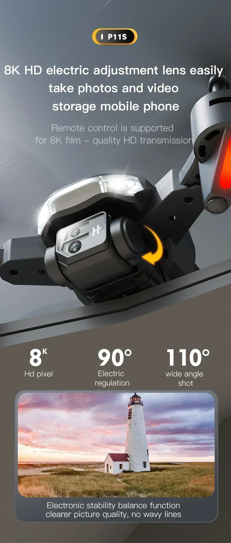 Description Picture 5 of itemP11 Pro Max Drone 8K 5G GPS Professional HD Aerial Photography Dual-Camera Obstacle Avoidanc Brushless Quadrotor Children Gifts