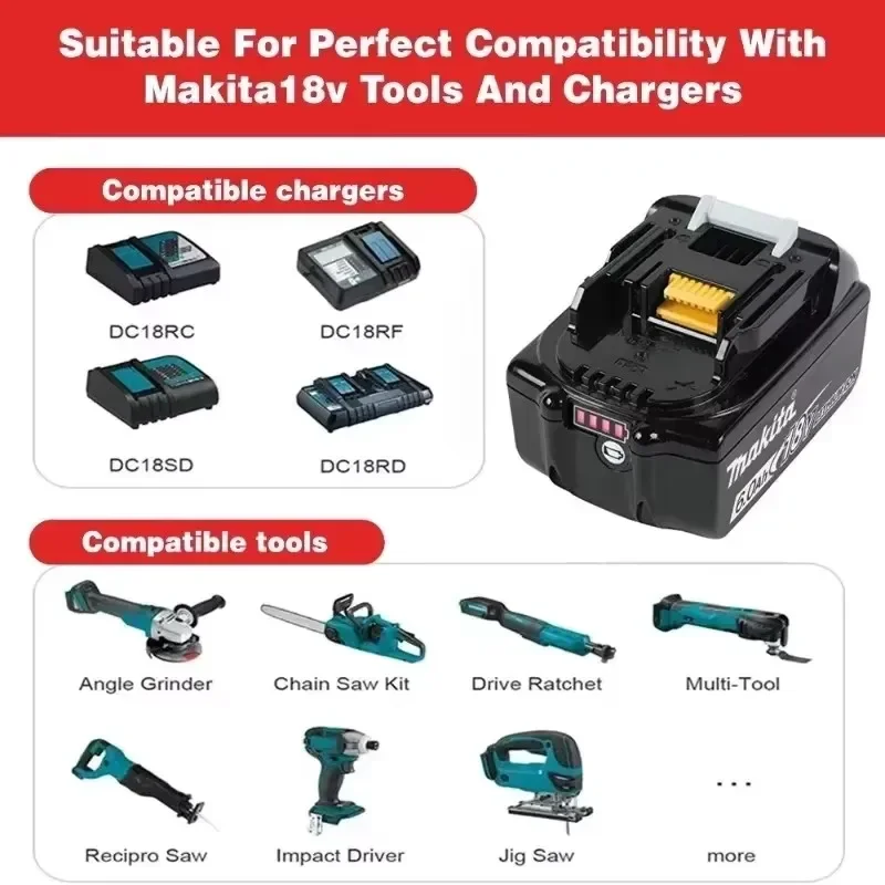 Makita 18V Battery Replacement Lithium Battery 6Ah/5Ah for Makita BL1830B BL1850B BL1850 BL1840 BL1860 BL1815