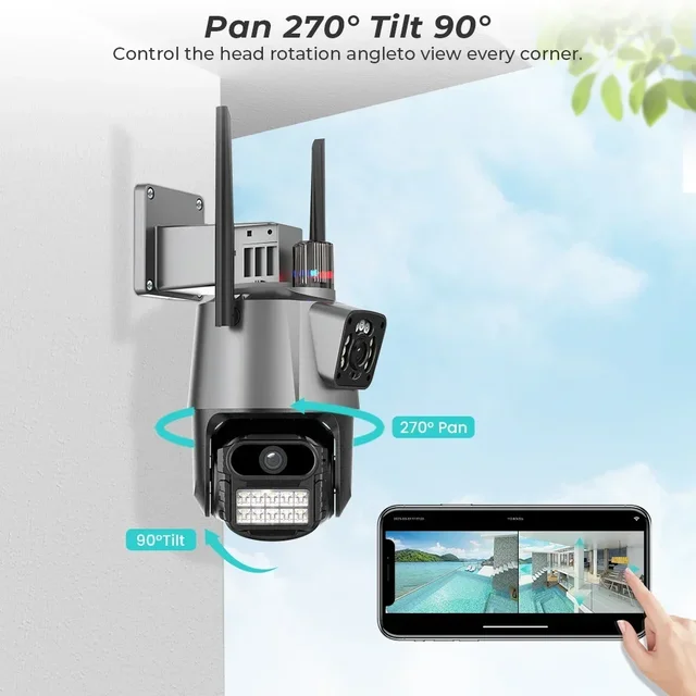 PEGATAH 6MP 4K WiFi Camera Dual Lens Dual Screen IP Camera Protection Waterproof Security CCTV Video Surveillance Camera 3