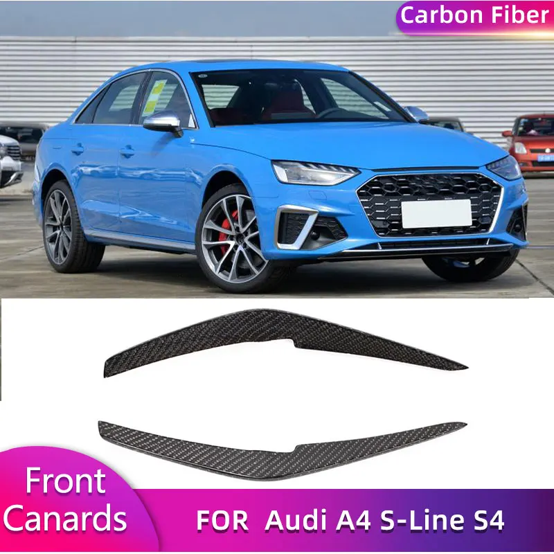 

Real Carbon Fiber Car Racing Front Bumper Canards For Audi A4 S-Line S4 Sedan 4-Door 2020 2021 Front Air Vent Trims Fins