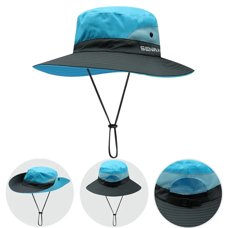 Chapeau de pêcheur en queue de cheval pour femme, chapeau d'été exposé en plein air, prévention du soleil, escalade, pêche, casquette de voyage Parent-enfant_voghion.com