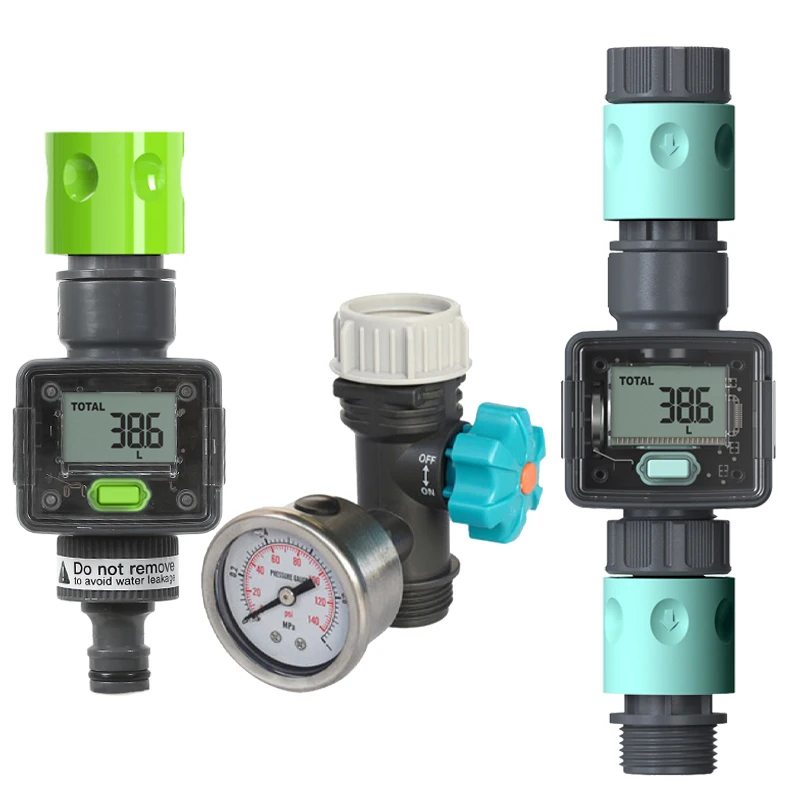 Digital Water Flow Meter Hose Water Meter Water Pressure Gauge for