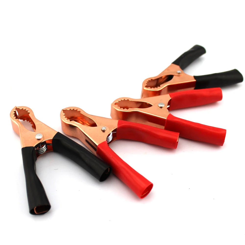 Crocodile Alligator Clips 2pcs 50A Red + Black 80mm For Car Battery Test