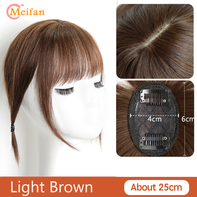 MEIFAN Synthetic Topper Hairpiece False Bang Clip-In Bangs Extension Natural Fake Fringe Invisible Clourse Hairpiece for Women - light brown-200744737