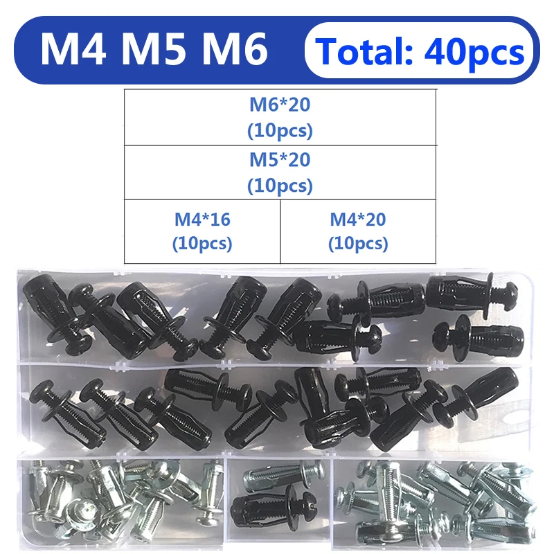 M4 M5 M6 Expansion Clamp Petal Rivet Lock Jack Nut Screw Hollow Wall Black Steel Iron Rivet Riveter Fixed License Plate For Car