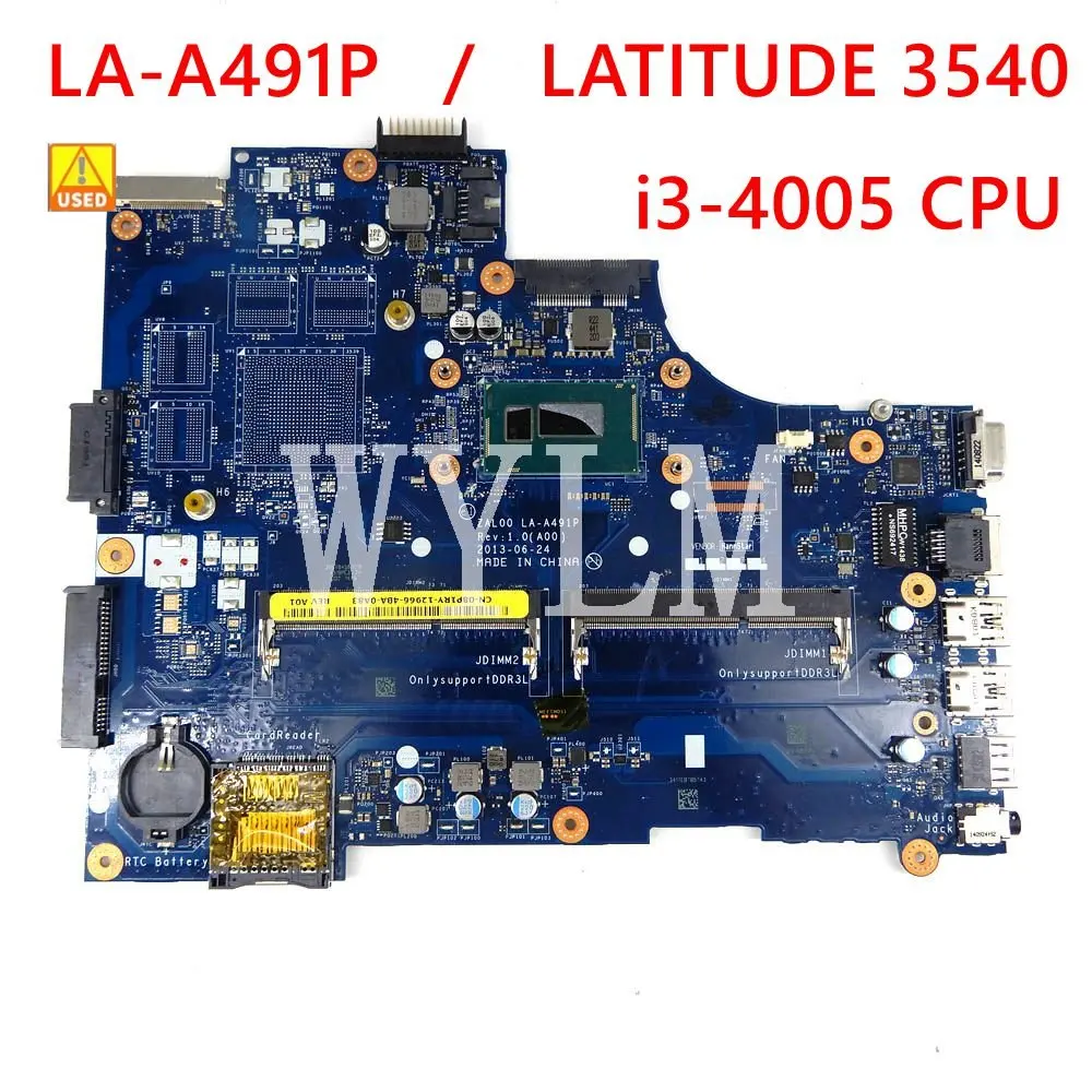 

Б/у телефон с процессором i3-4005 LA-A491P для ноутбука LATITUDE 3540, материнская плата для ноутбука DXN93, работает идеально