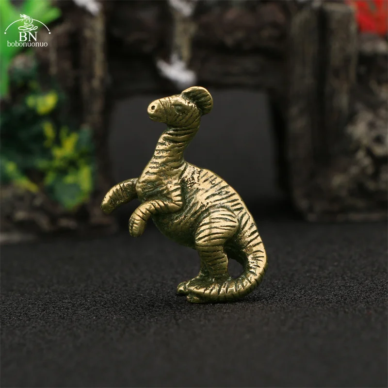 Solid Brass Jurassic Dinosaur Small Statue Office Desktop