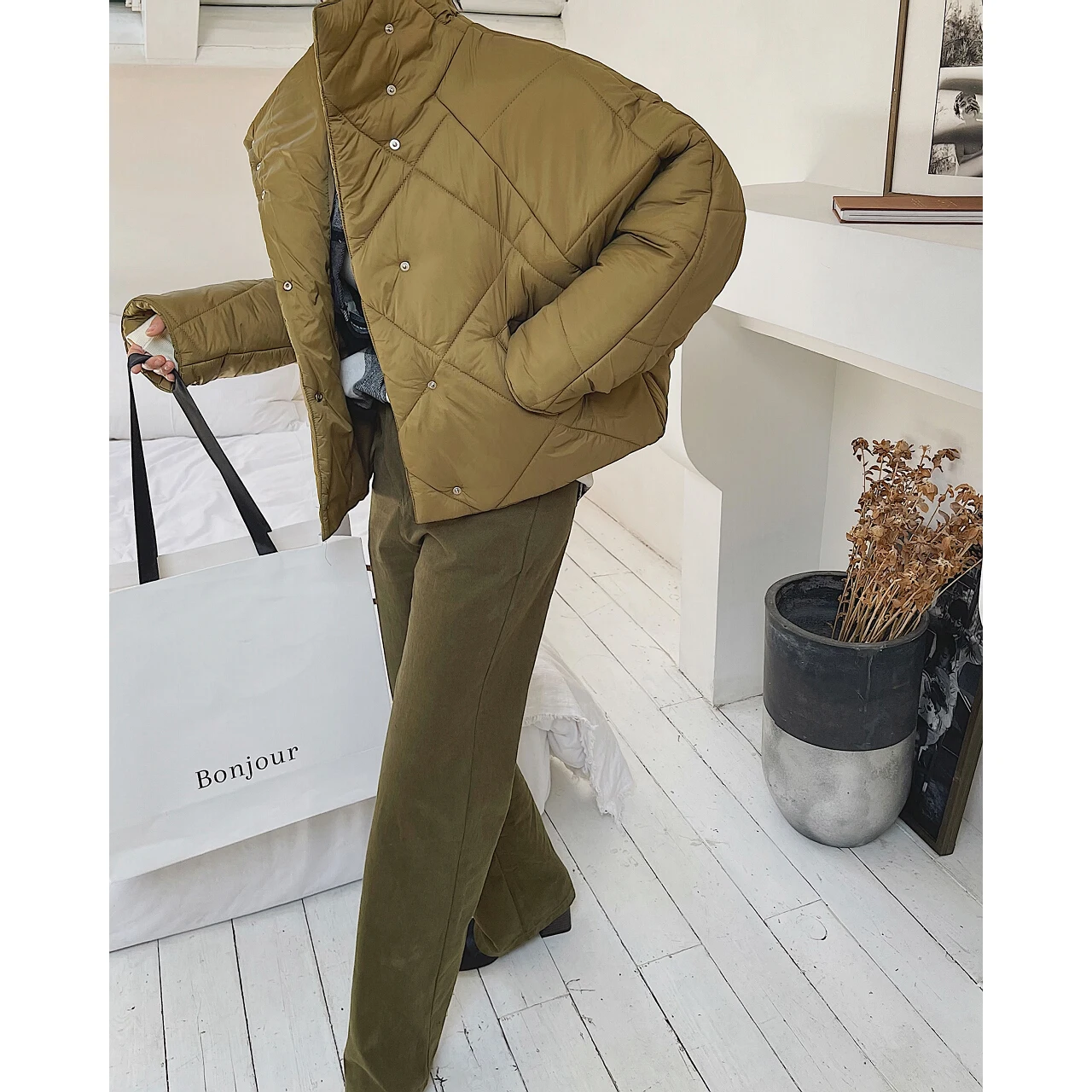 2022 Women's Green Short Winter Down Jacket Female Parka Puffer Padded Clothes Woman Warm Oem Christmas Quilted Ski Outerwear