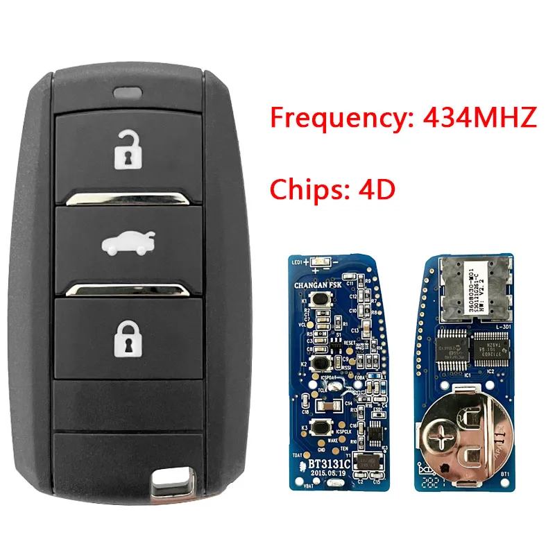 

Для Changan CS35 CS55 CS75 V7 Linmax Raeton CS95 Eado Alsvin A800 Smart Remote Key 434Mhz 4D Chip CN035003