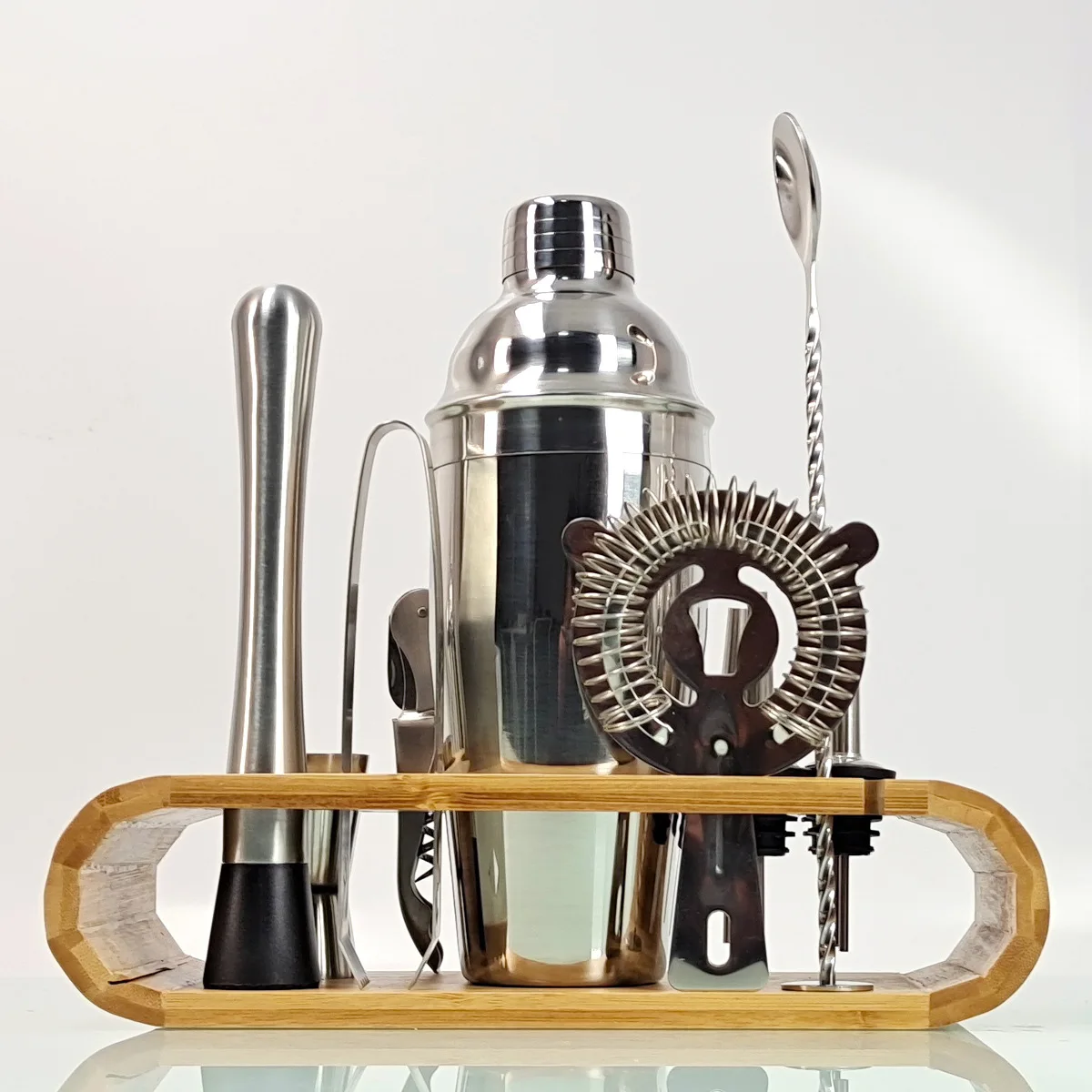 Stainless Steel Cocktail Shaker Bar Mixer Set Bartender Kit with Stand 550/750ml 12pcs/Set