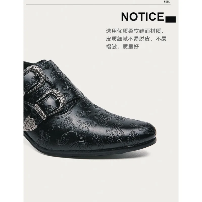 Men&rsquo;s Wedding Shoes Fashion Slim Fit Pointed High Heel Pullover Shoes Breathable Leather Classic Vintage Men&rsquo;s Dress Shoe