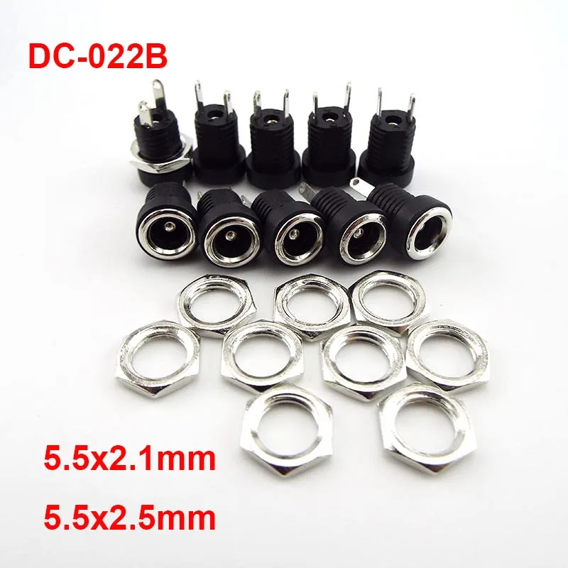 Conector hembra de montaje en Panel para fuente de alimentación de CC,  adaptador de enchufe de 5,5mm y 2,1mm, 2 tipos de terminales, 3A, 12v,  5,5x2,1, 10 Uds. - AliExpress