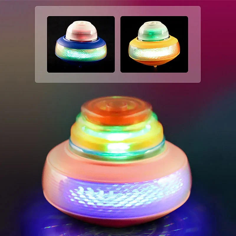 Light Up Spinning Tops Luminous Colorful Top Ejection Toy Classic Gyroscope Novelty Bulk Toys Party Favors for Kids Children - 4