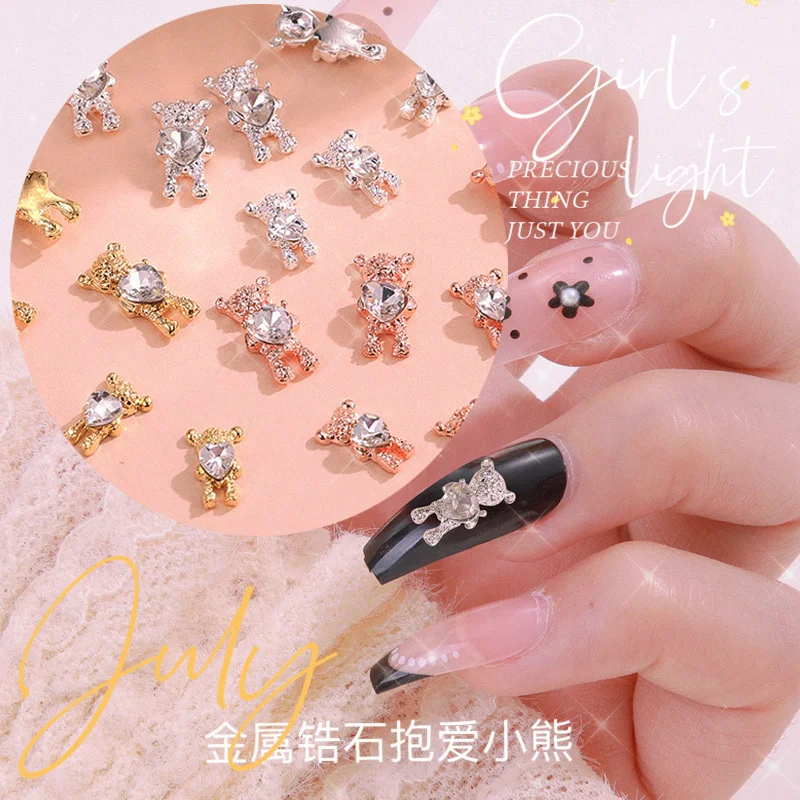 

10Pcs Korean Trend Cute Bear Jewelry Nail Art Decorations 3D Kawaii Bear Nail Art Rhinestones DIY Shiny Diamonds Nail Art Charms