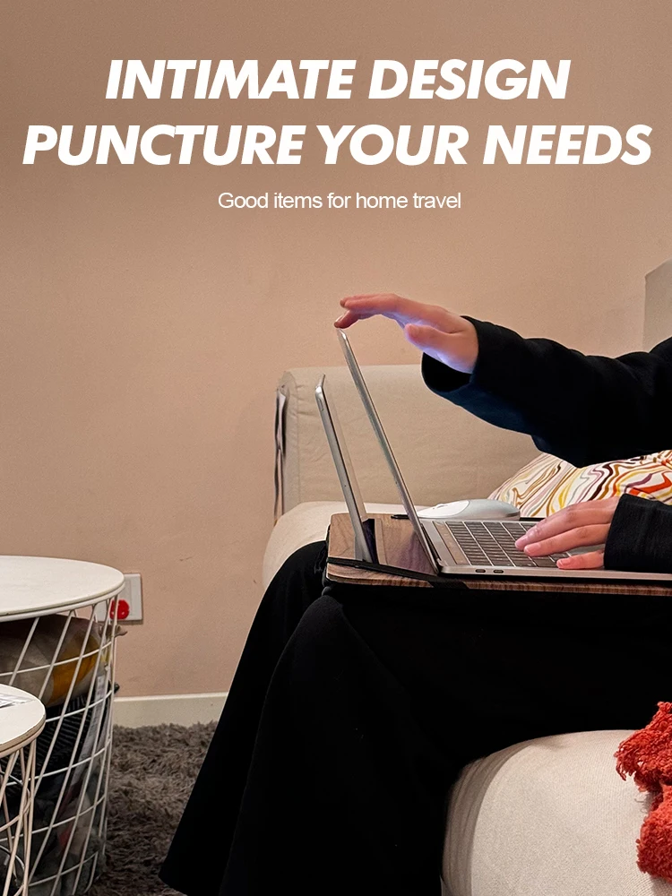 Portable Laptop Desk with Handheld iPad Slot And Phone Holder for Bed Sofa Car - Lazy Person Multi-Use Laptop Desk 4