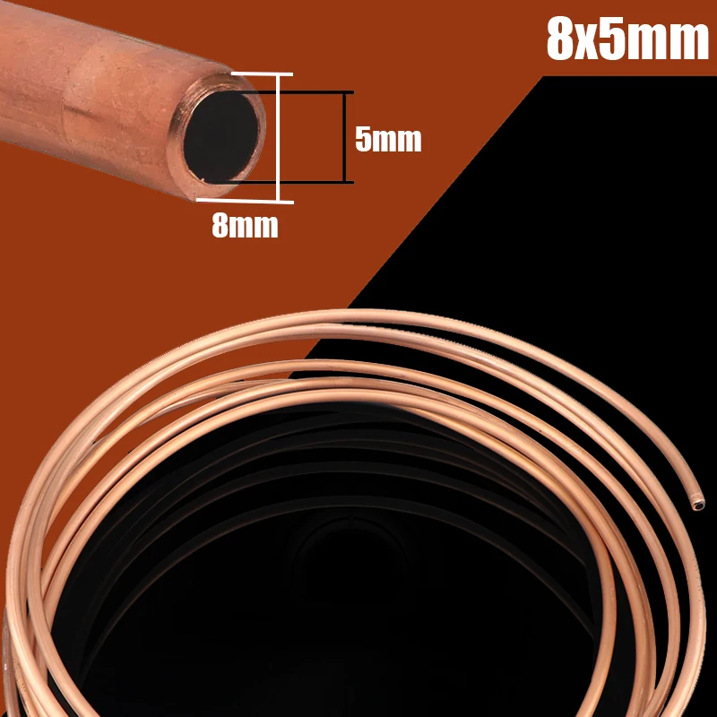 2m - OD 8mm/ID 6mm Pour Climatiseurs, Réfrigérateurs - Bobine Flexible Tube Cuivre Souple