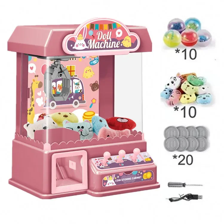Small Electric Claw Machine Children Mini Cartoon Game Console Boys and Girls Playing House, Gifts and Toys Three Bar Operation 4